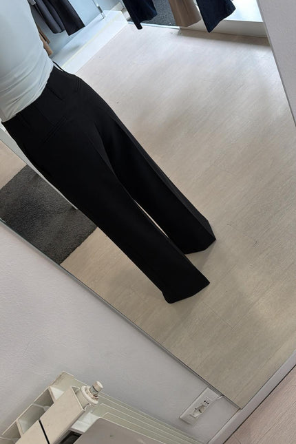 Pantalone dritto nero completo giacca asimmetrica kk