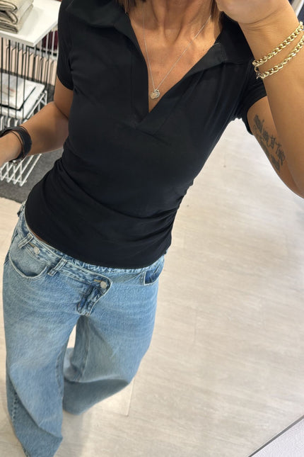 Polo nera slim cc