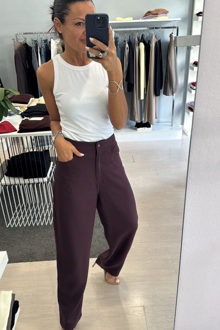 Pantalone tencel bordeaux