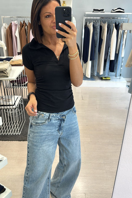 Polo nera slim cc