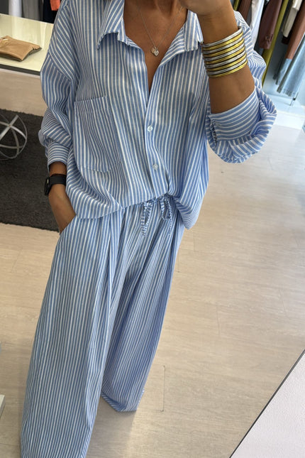 Pantalone righe bianche e azzurre cc