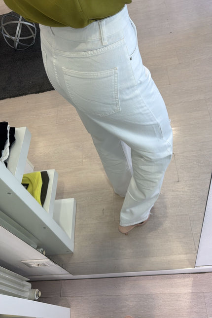 Jeans straight strappi bianco kn