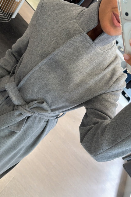 Cappotto lungo grigio melangè kk
