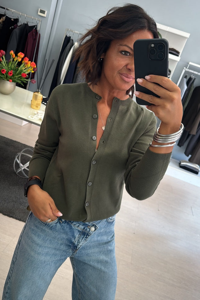 Cardigan regular verde militare kn
