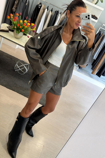 Bomber piombo in ecopelle intrecciata kk