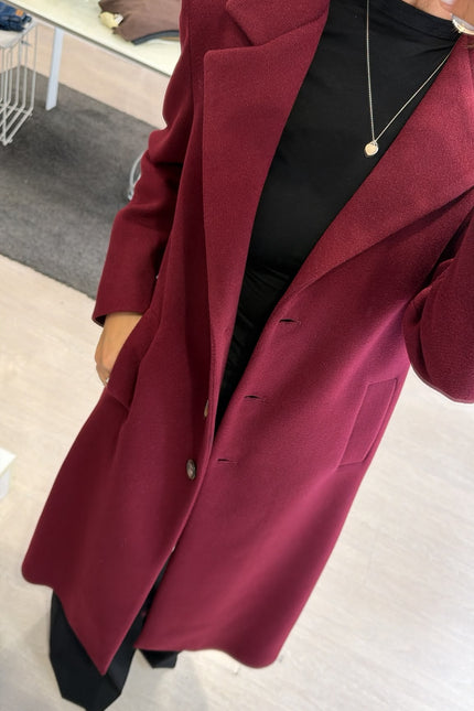 Cappotto Lungo Monopetto Bordeaux Ak