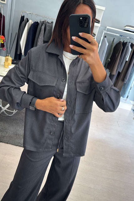 Camicia overshirt grigio piombo ak