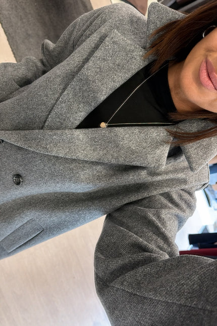 Cappotto Doppiopetto Grigio Melange Ak