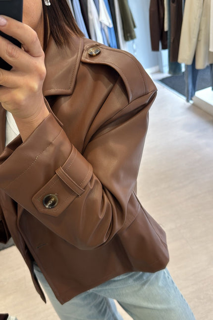 Giacca ecopelle cuoio