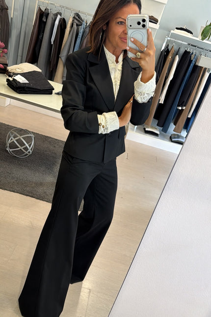 Pantalone wide-leg completo Nero Kn