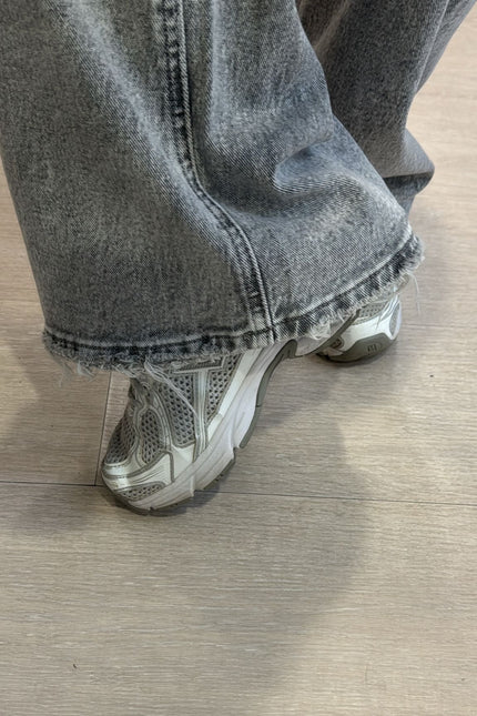 Denim wide leg grigio