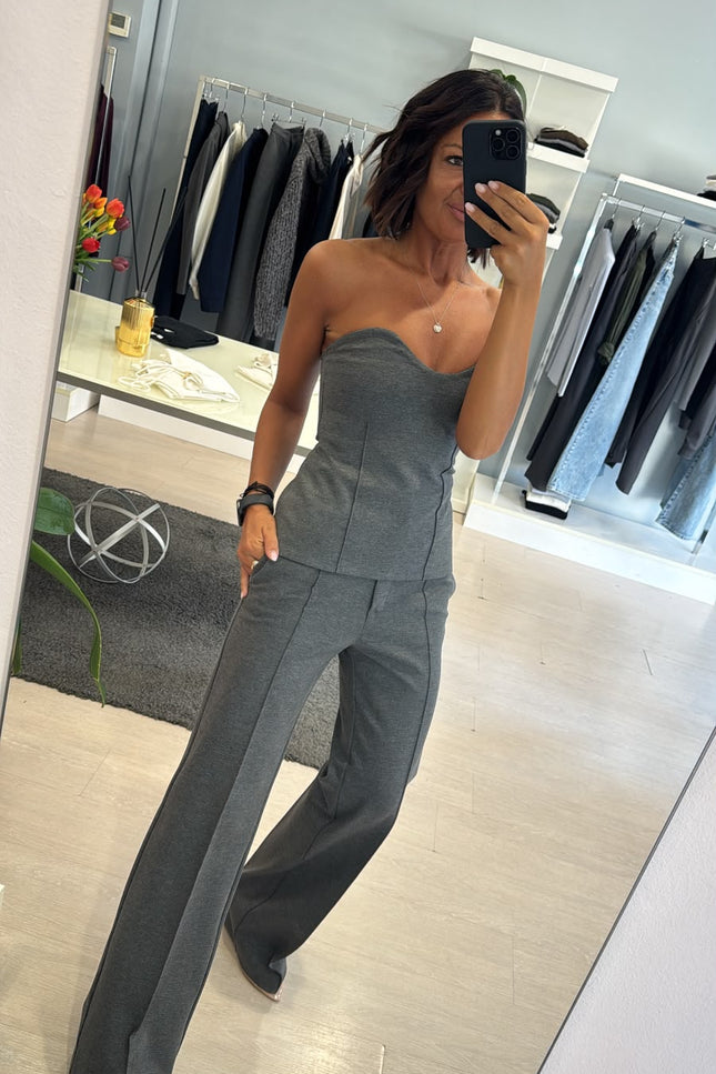 Pantalone completo punto milano grigio medio kn
