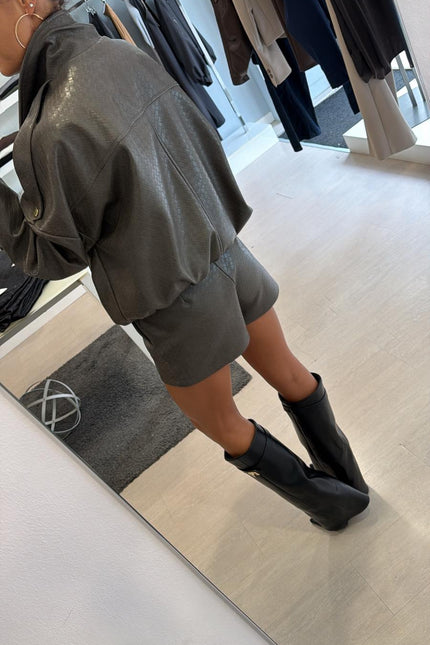 Bomber piombo in ecopelle intrecciata kk
