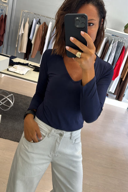 Scollo a V modal blu