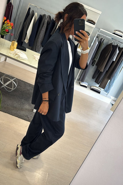 Pantalone completo gessato blue navy kn