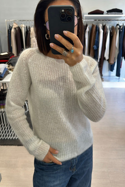 Maglia scollo a barca bianco