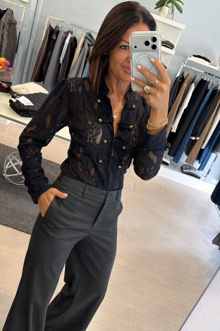 Camicia in pizzo nera kk