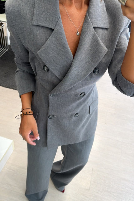 Giacca Robe Manteau completo grigio medio ak