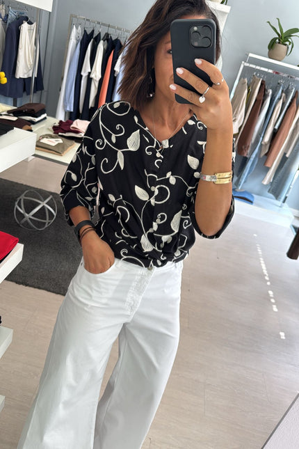Camicia ricamo nera cc