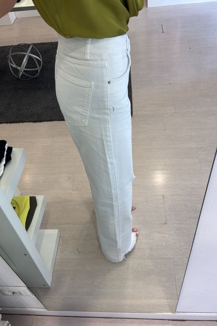 Jeans straight strappi bianco kn