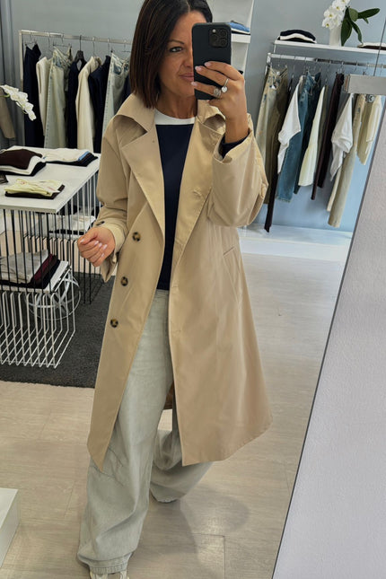 Trench coat beige con cintura