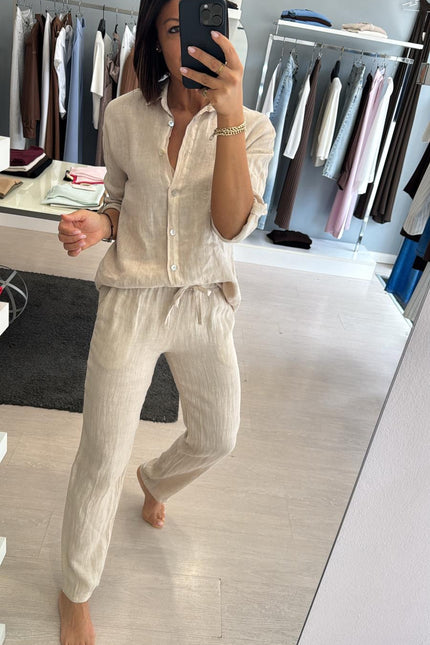 Camicia in lino sabbia sl