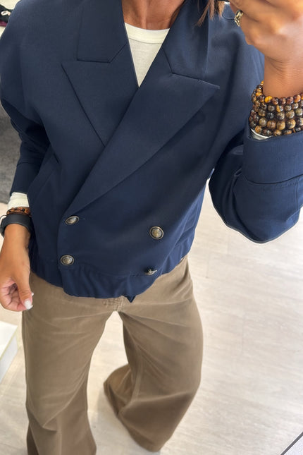 Giacca cropped blue kn