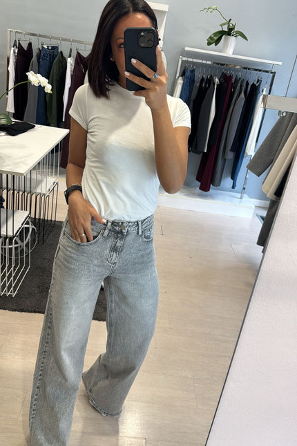Denim wide leg grigio
