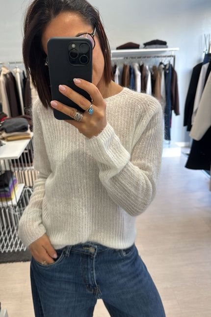 Maglia scollo a barca bianco