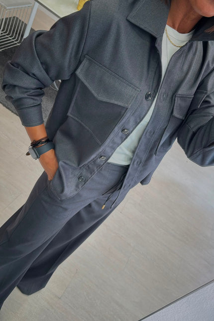 Camicia overshirt grigio piombo ak