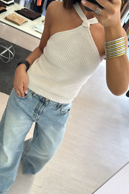 Top uncinetto bianco kn
