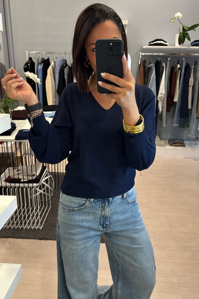 Maglia scollo a V blu