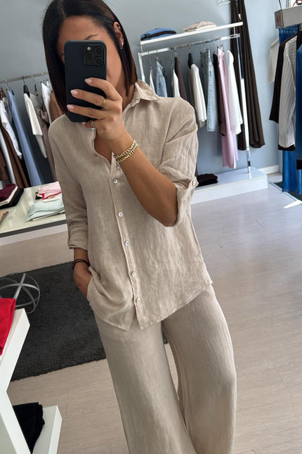 Camicia in lino sabbia sl