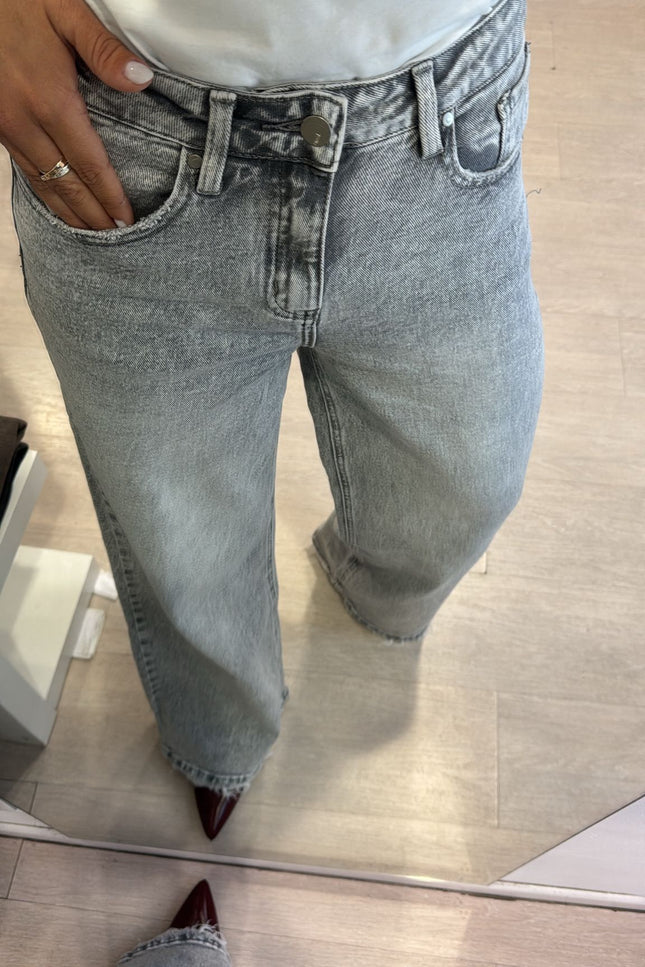 Denim wide leg grigio