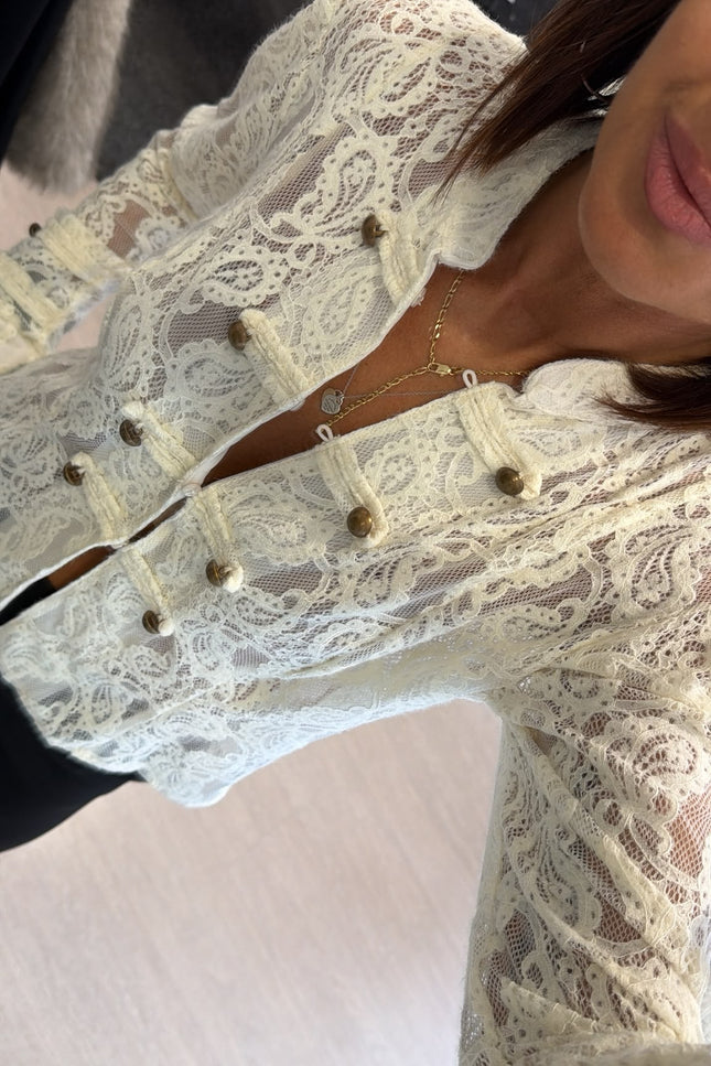 Camicia in pizzo avorio kk