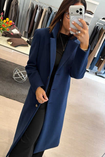 Cappotto Lungo Monopetto Blue Ak