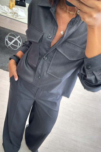 Camicia overshirt grigio piombo ak