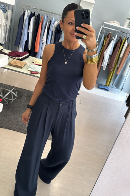 Pantalone blue navy in viscosa sl