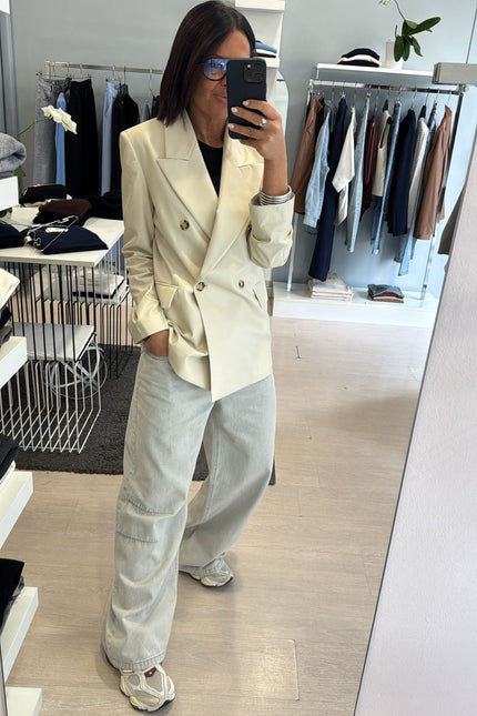 Giacca ecopelle avorio