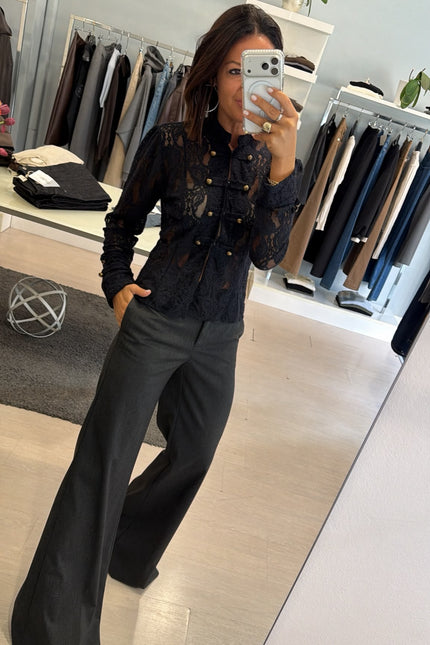 Camicia in pizzo nera kk