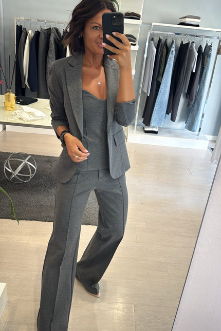 Giacca slim completo punto milano grigio medio kn