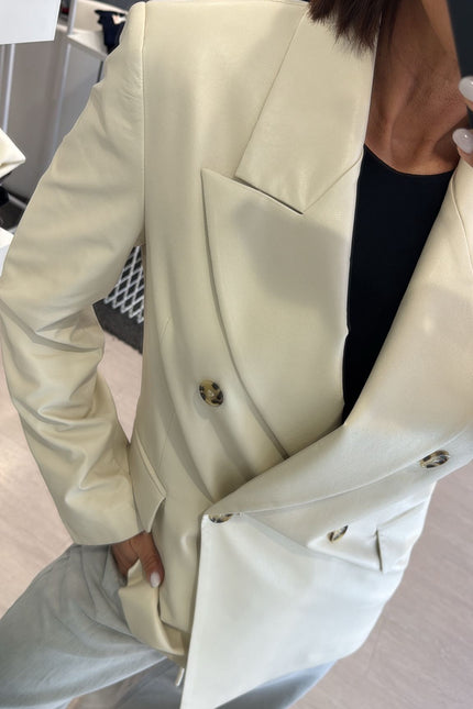 Giacca ecopelle avorio