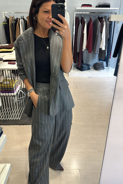 Pantalone gessato grigio