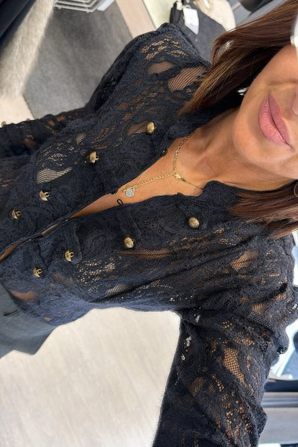 Camicia in pizzo nera kk