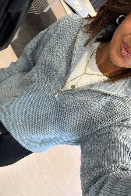 Maglia a coste mezza zip nuvola kn