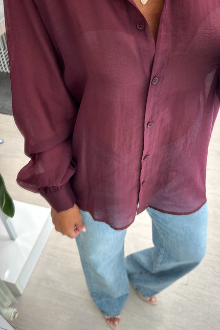 Camicia Lyocell bordeaux ak