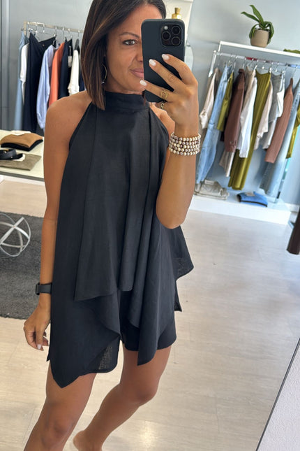 Shorts lino e viscosa nero kk
