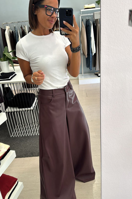 Pantalone ecopelle bordeaux