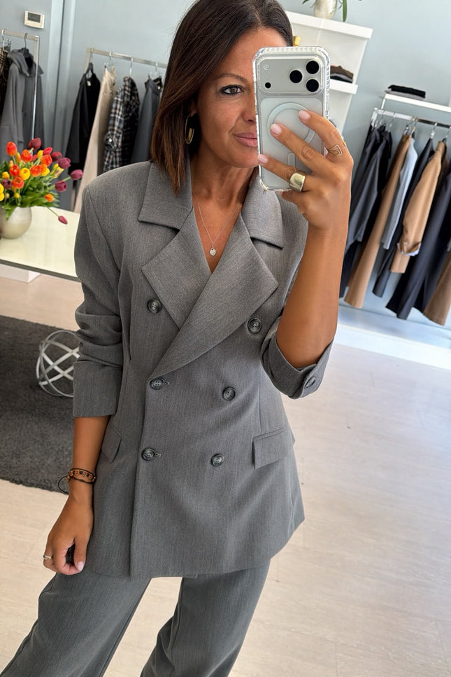 Giacca Robe Manteau completo grigio medio ak