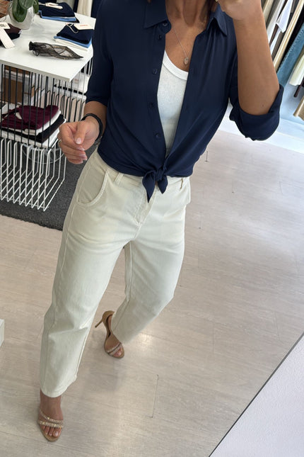 Pantalone barrel avorio kn